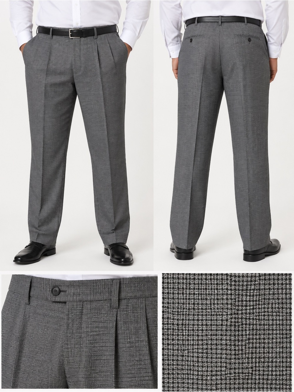 Roundtree & Yorke Men's Gray Flat Front Dress pants Travel Smart Pleated 36x36
